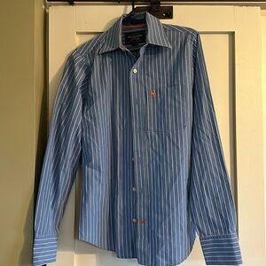 Abercrombie and Fitch blue with white stripes button down—size small